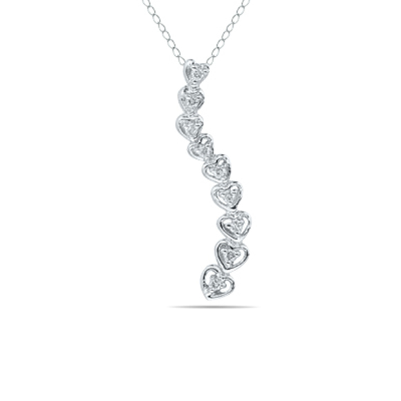 1/10 CTW Diamond Heart Journey Pendant in 10k White Gold